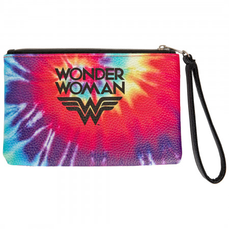 Wonder Woman Tie Dye Character and Text Symbol Purse Wallet Wristlet